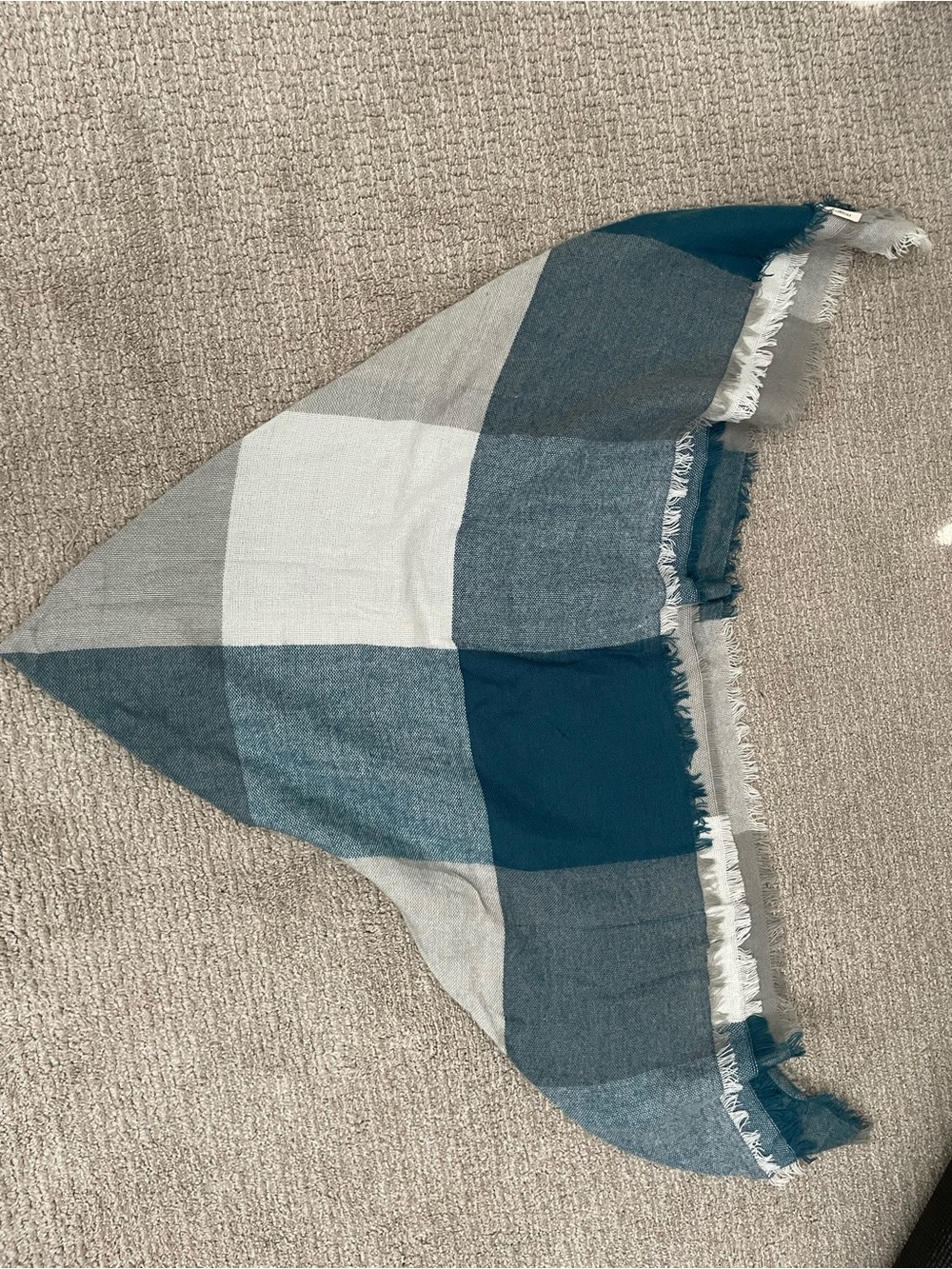 Blue & Gray Plaid Blanket Scarf